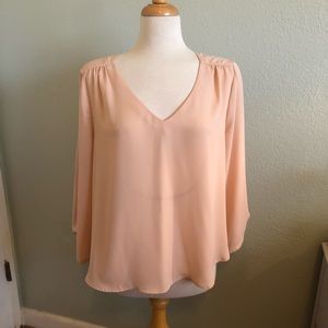XLarge Blush Colored Blouse Top 3/4 sleeve